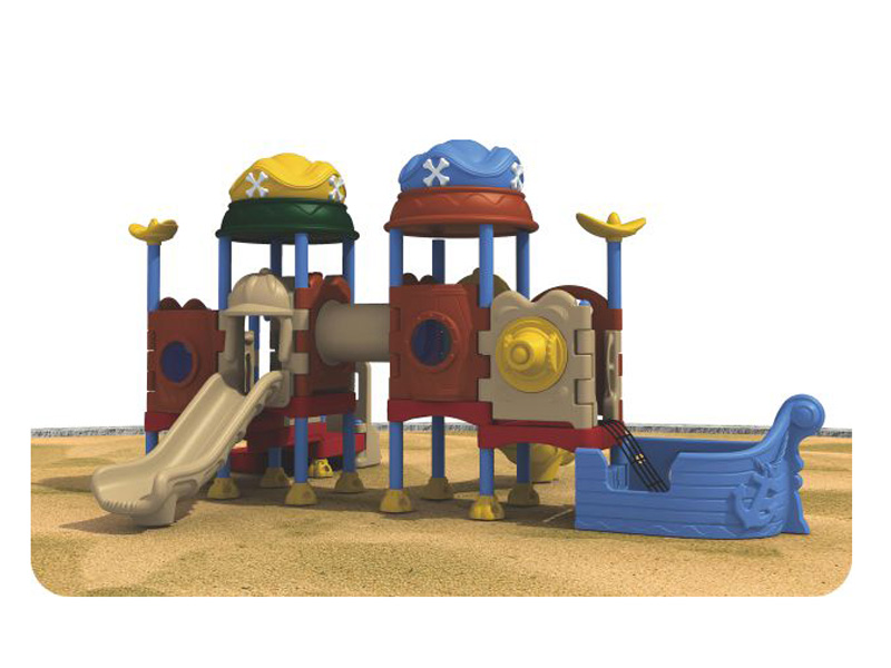 Park sport entertaining plastic playset with climbing net and slide