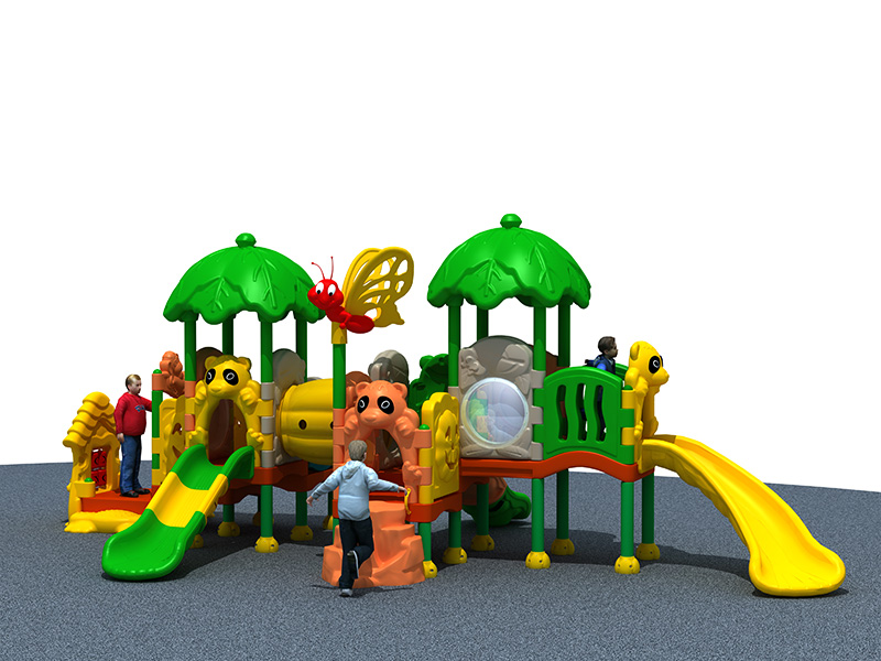 Customized nursery outdoor plastic amusement equipment with slide