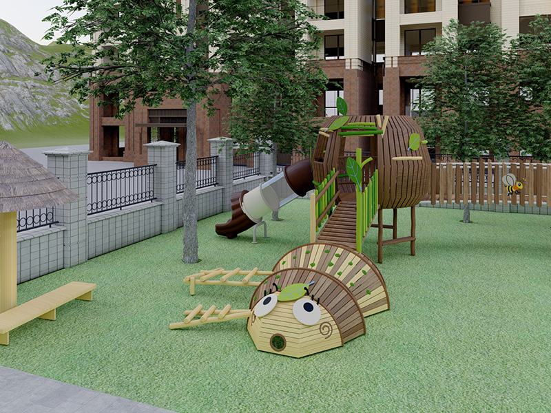 Kindergarten outdoor wooden playground amusement equipment price