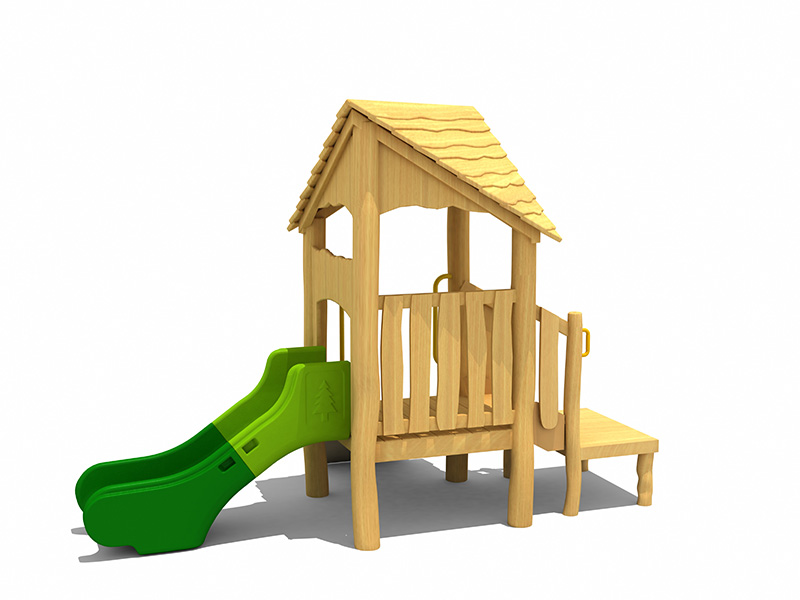 Kleuter robinia hout buite speeltoerusting met glyplank en klimmer