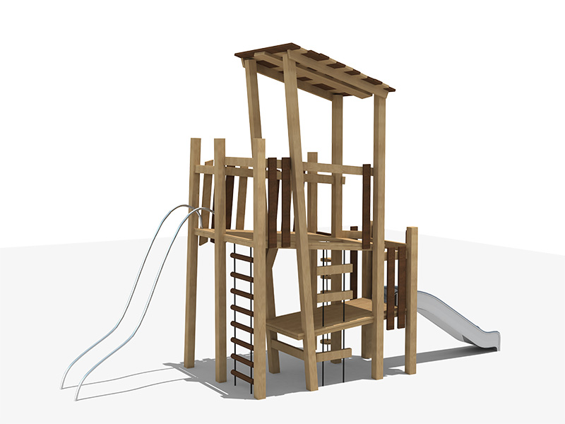 Gratis ontwerp speel area buite park hout toerusting met gly