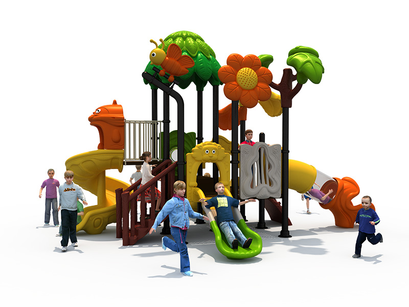 Kids outdoor entertaining plastic play set with slide supplier