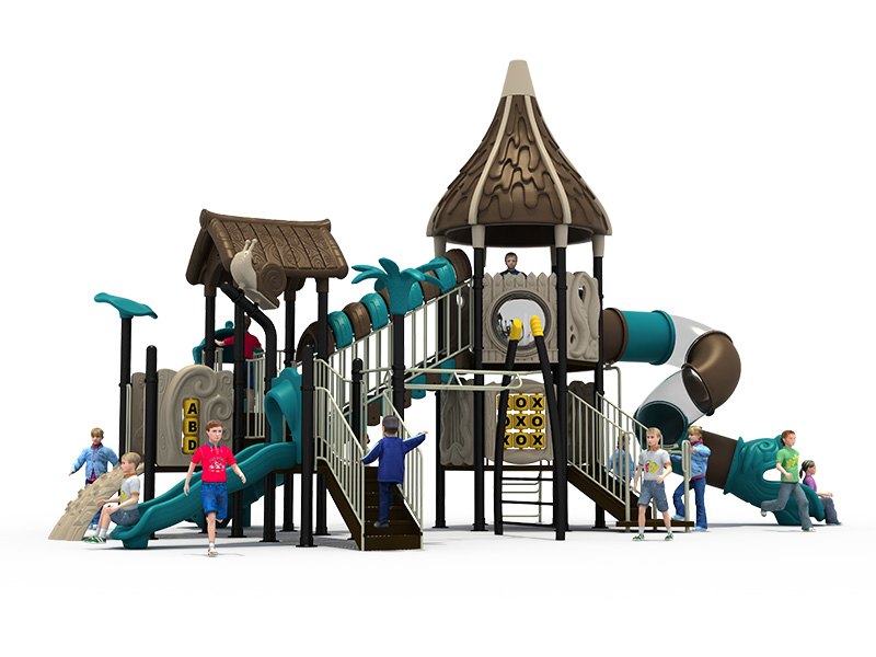 Customized kids outdoor amusement play structure with tunnel slide